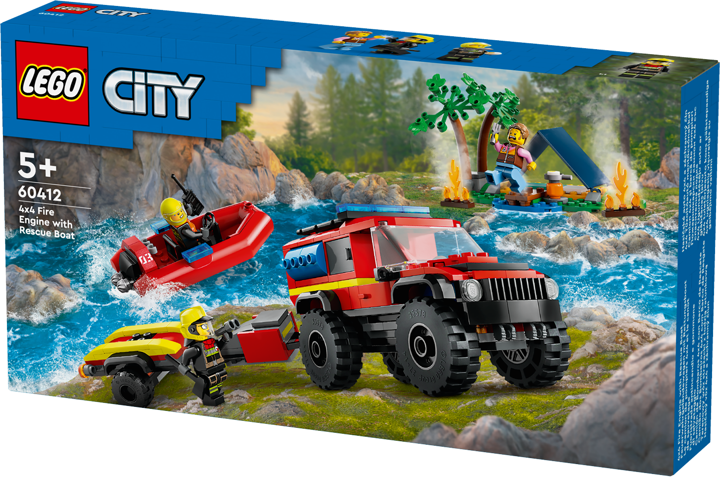 LEGO City - Firhjulstrukket brandbil med redningsbåd (60412)