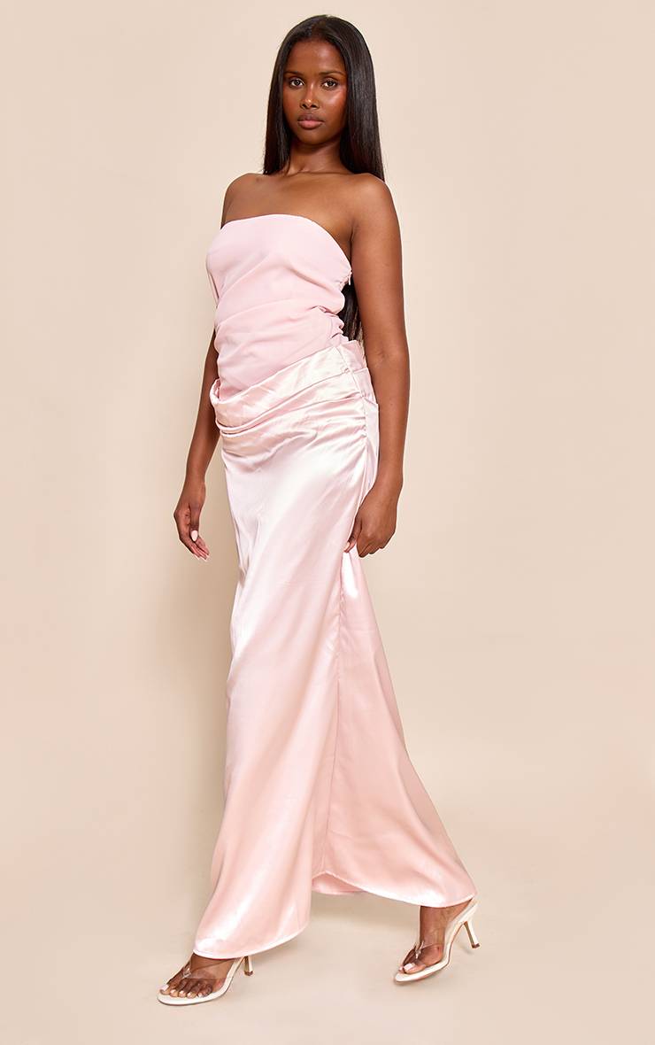 Pale Rose Robe Midaxi Drapée En Satin À Détail Bandeau