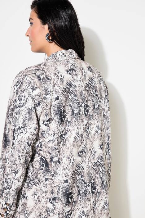 Blazer, Loose Shape, Snake-Print, doppelreihig, nougat