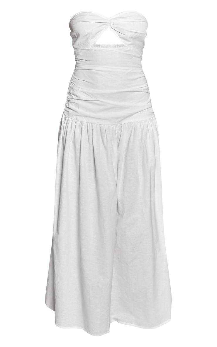 Blanc Robe Maxi Bandeau Aspect Lin Avec Détail Découpe À La Poitrine
