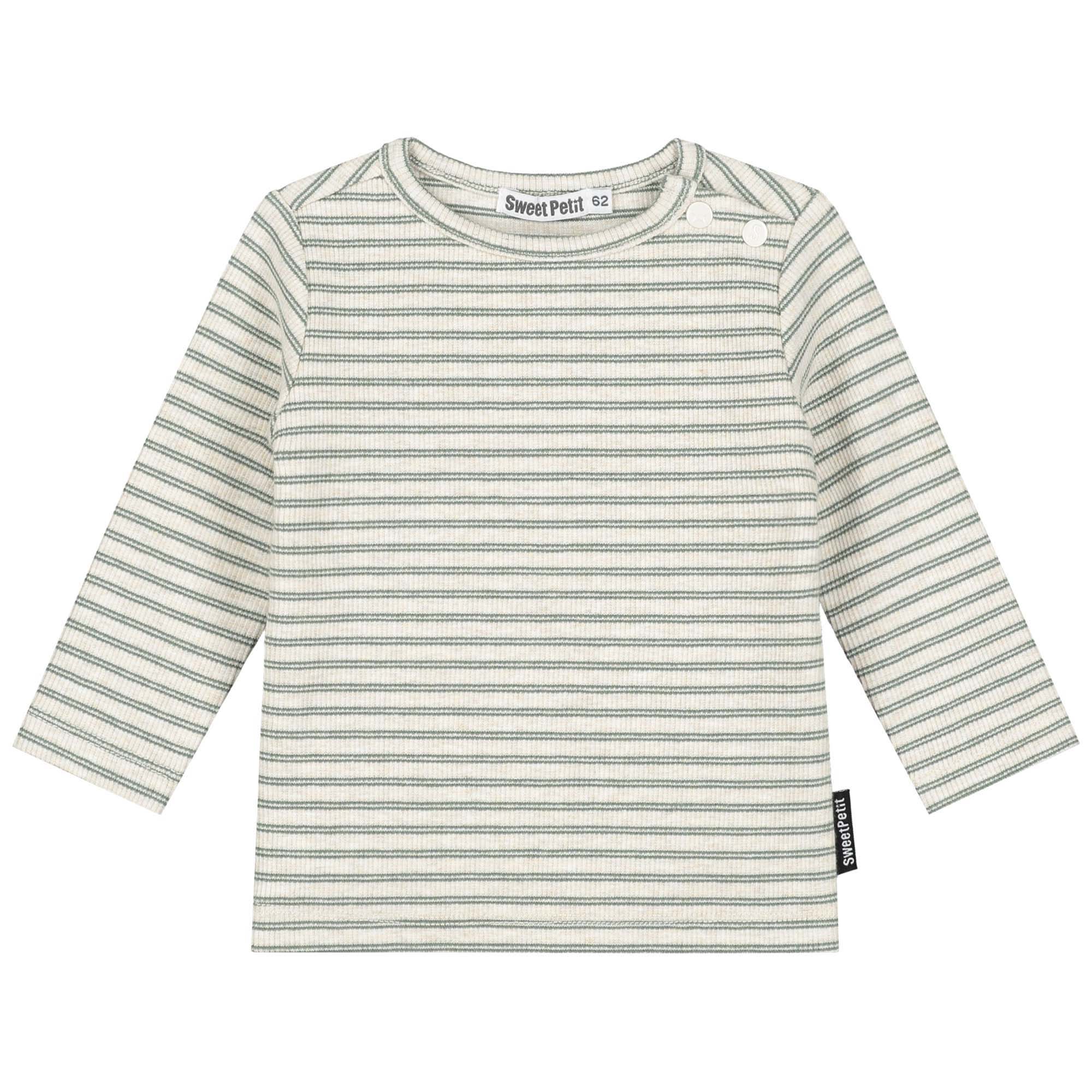 Sweet Petit baby shirt Mees lange mouwen strepen groen