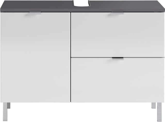 Waschbeckenunterschrank FEY 80 cm Graphit/ HG Weiß