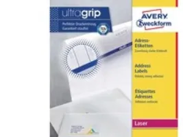 Etiketter Avery 70x36 mm hvid med Ultragrip - (100 ark x 24 stk.)
