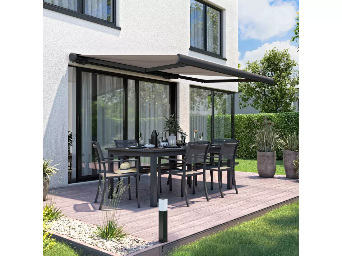 Store banne coffre integral 2.5x2m aluminium taupe