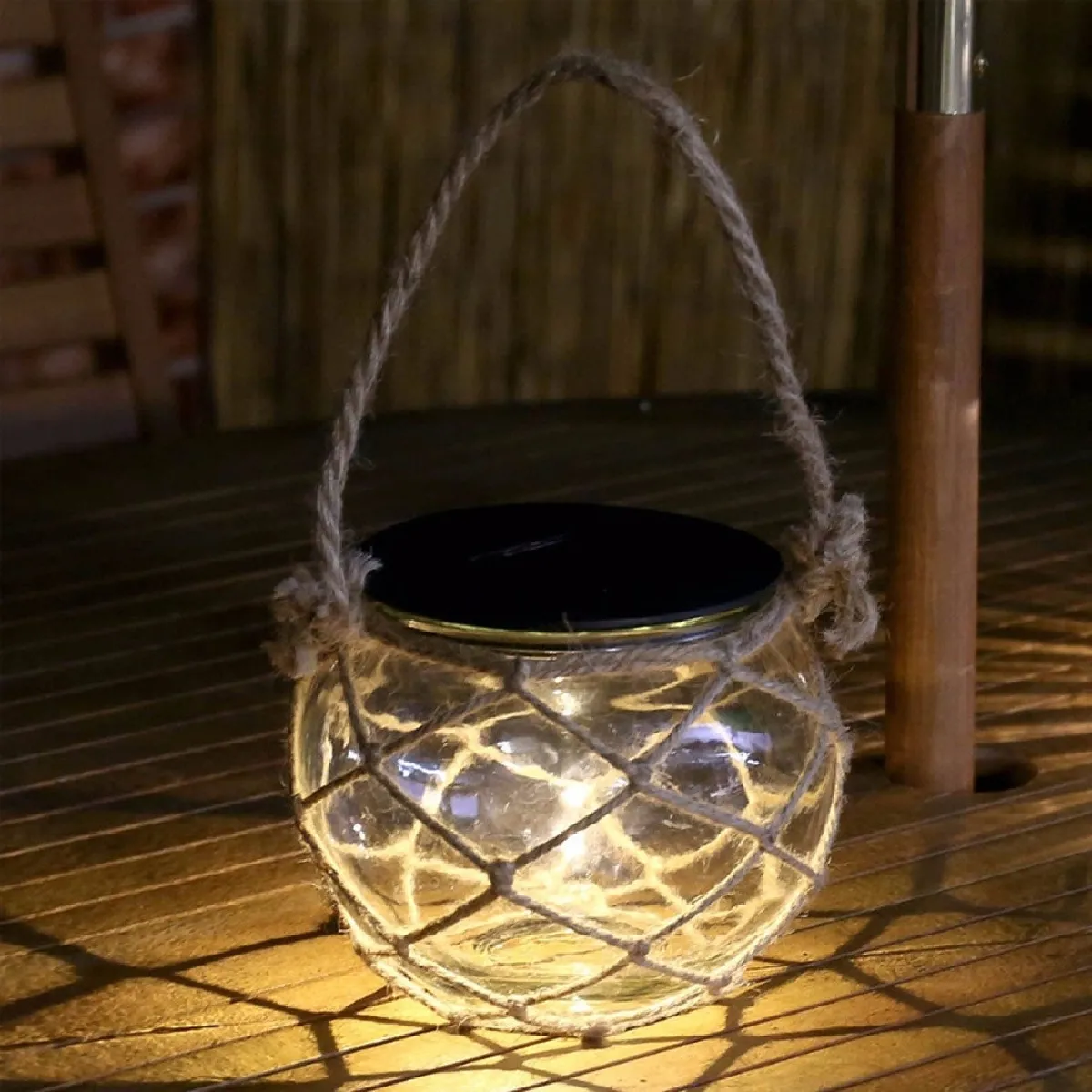 Wewoo Lustre solaire LED verre de chanvre