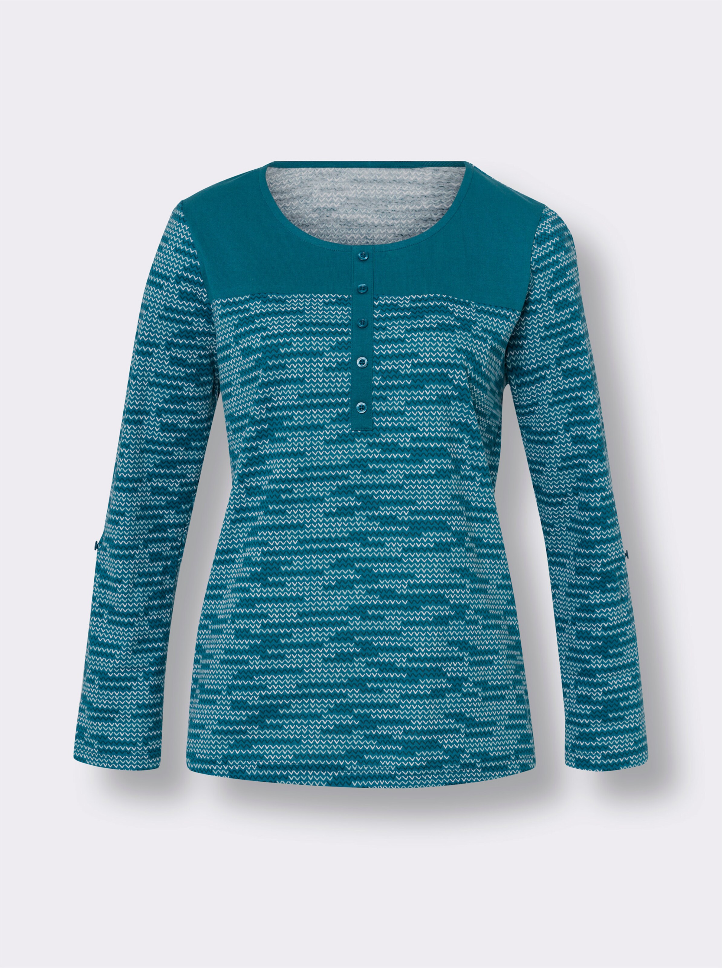 Langarmshirt mit krempelbaren Ärmeln