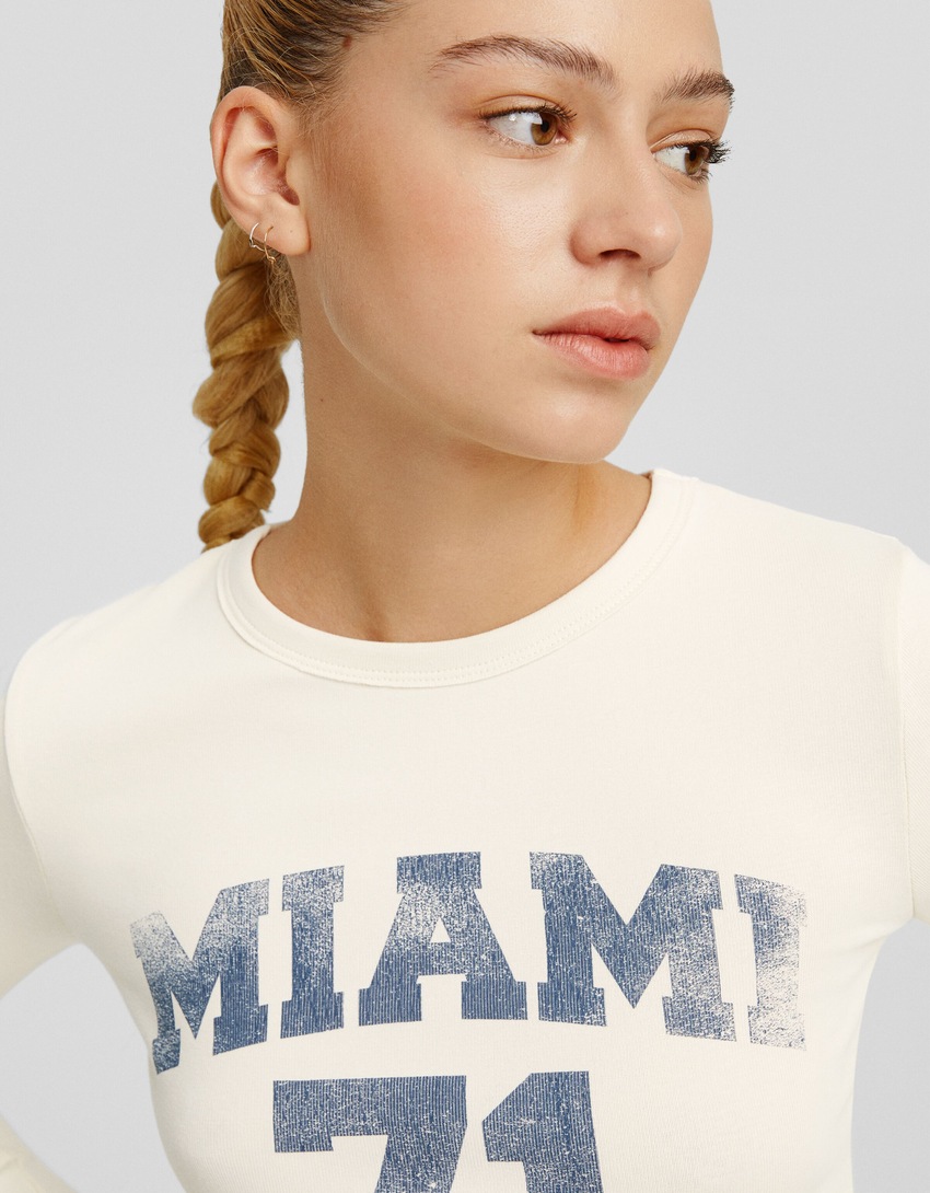 Camiseta de manga comprida estampada