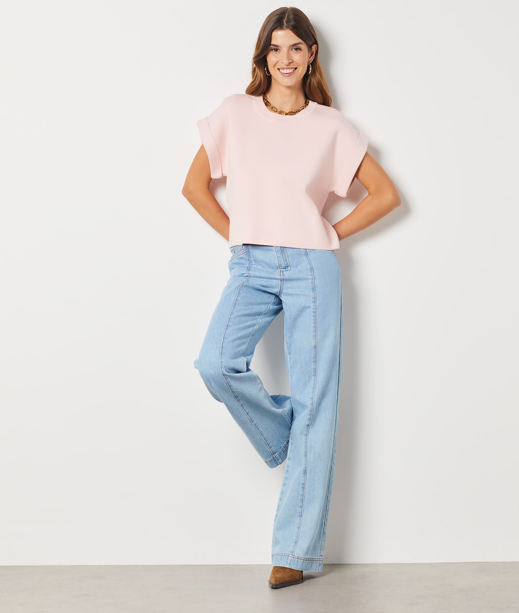 Pull manches courtes en maille