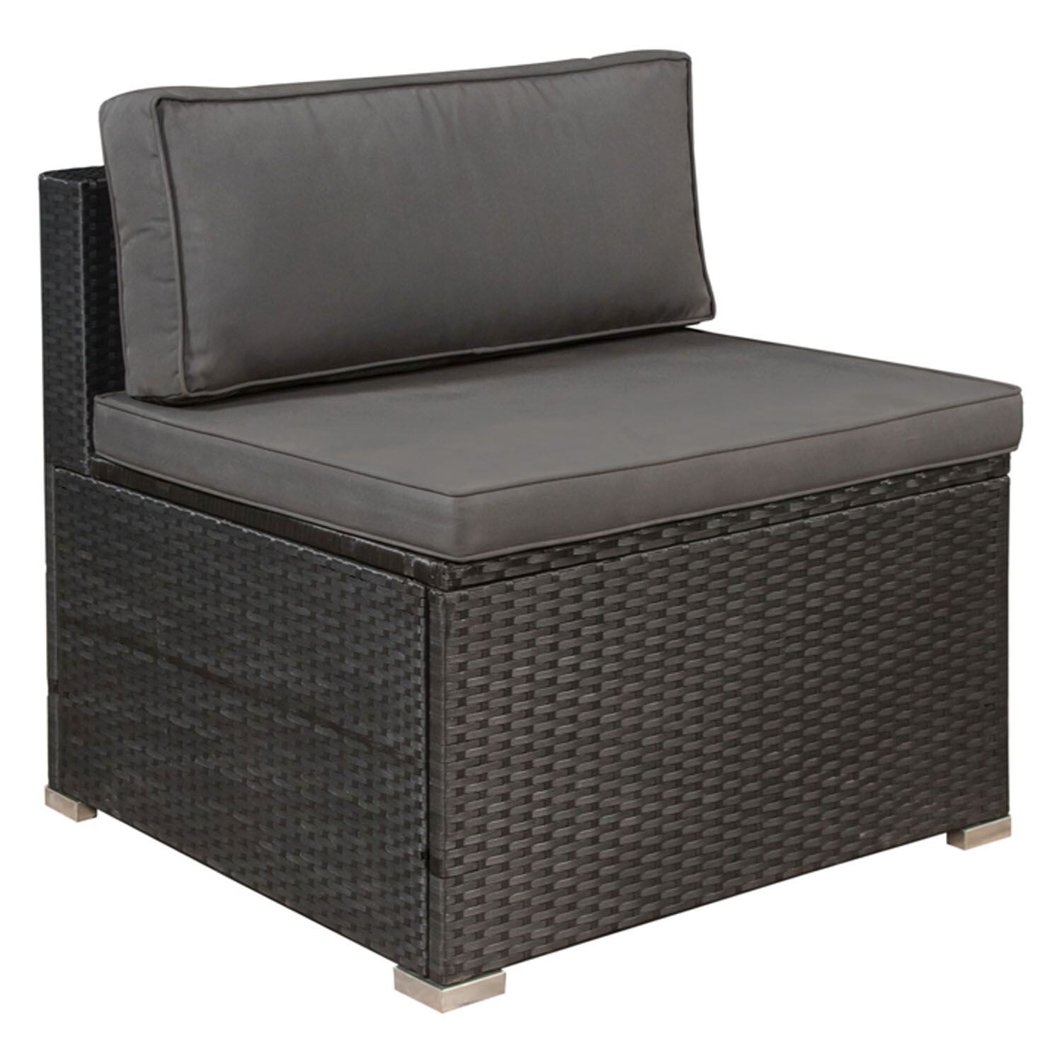 Juskys Polyrattan Lounge Nassau schwarz für 5 Personen mit Ecksofa & Tisch – Bezüge Dunkelgrau