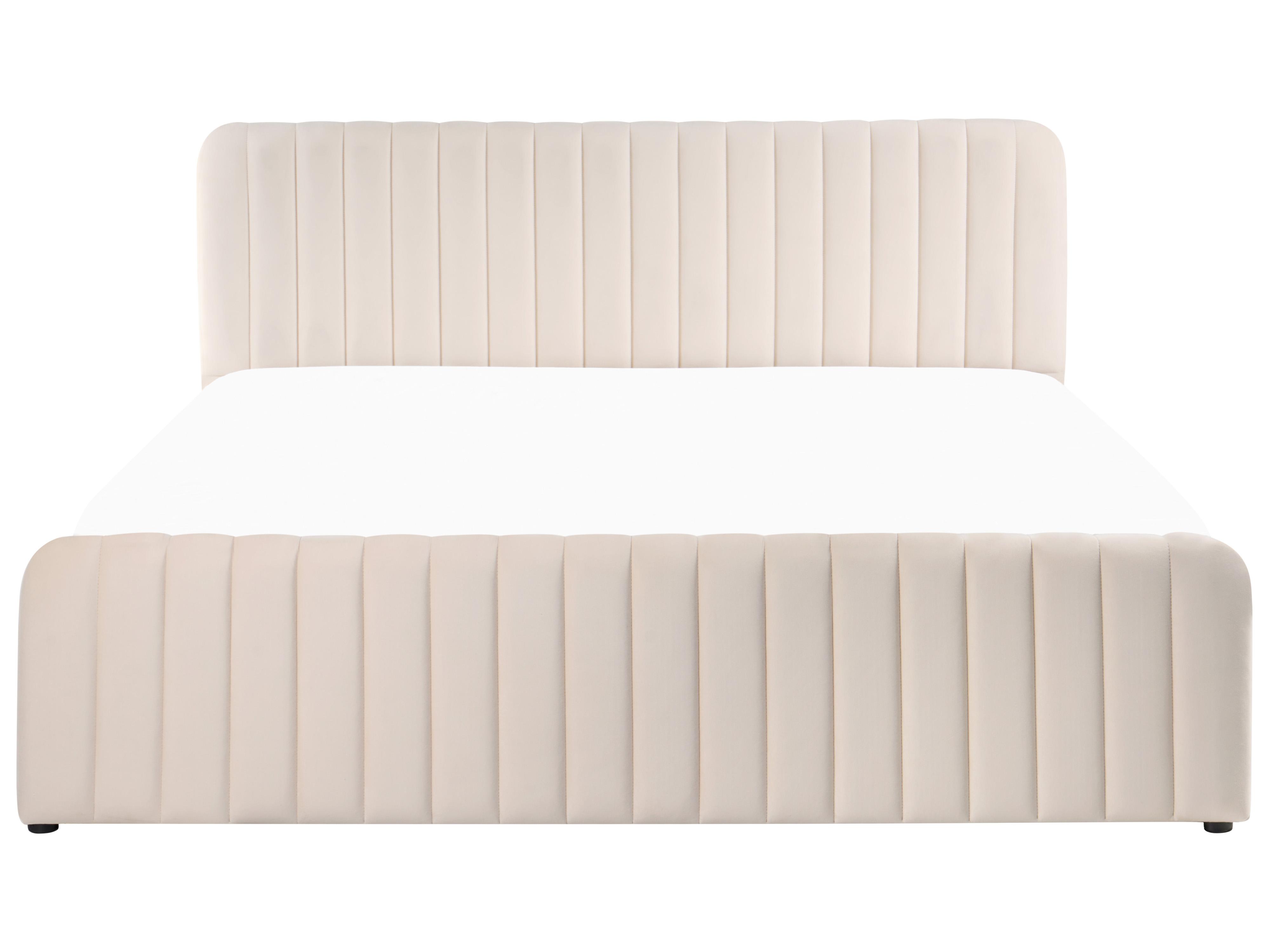 Bed met opbergruimte Fluweel LUNAN 180 x 200 cm Beige