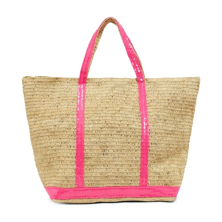 Vanessa Bruno Cabas Large Raphia et Sequins | Rose fluo