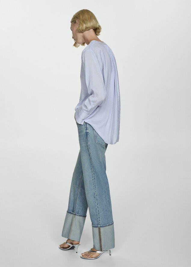 MANGO Striped flowy shirt Medium blue