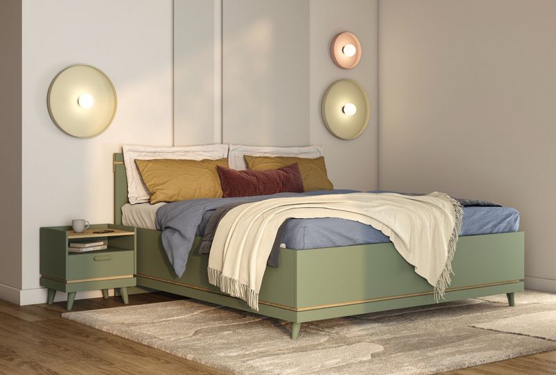 Houten Bed Skagen - Groen - Met Opbergruimte