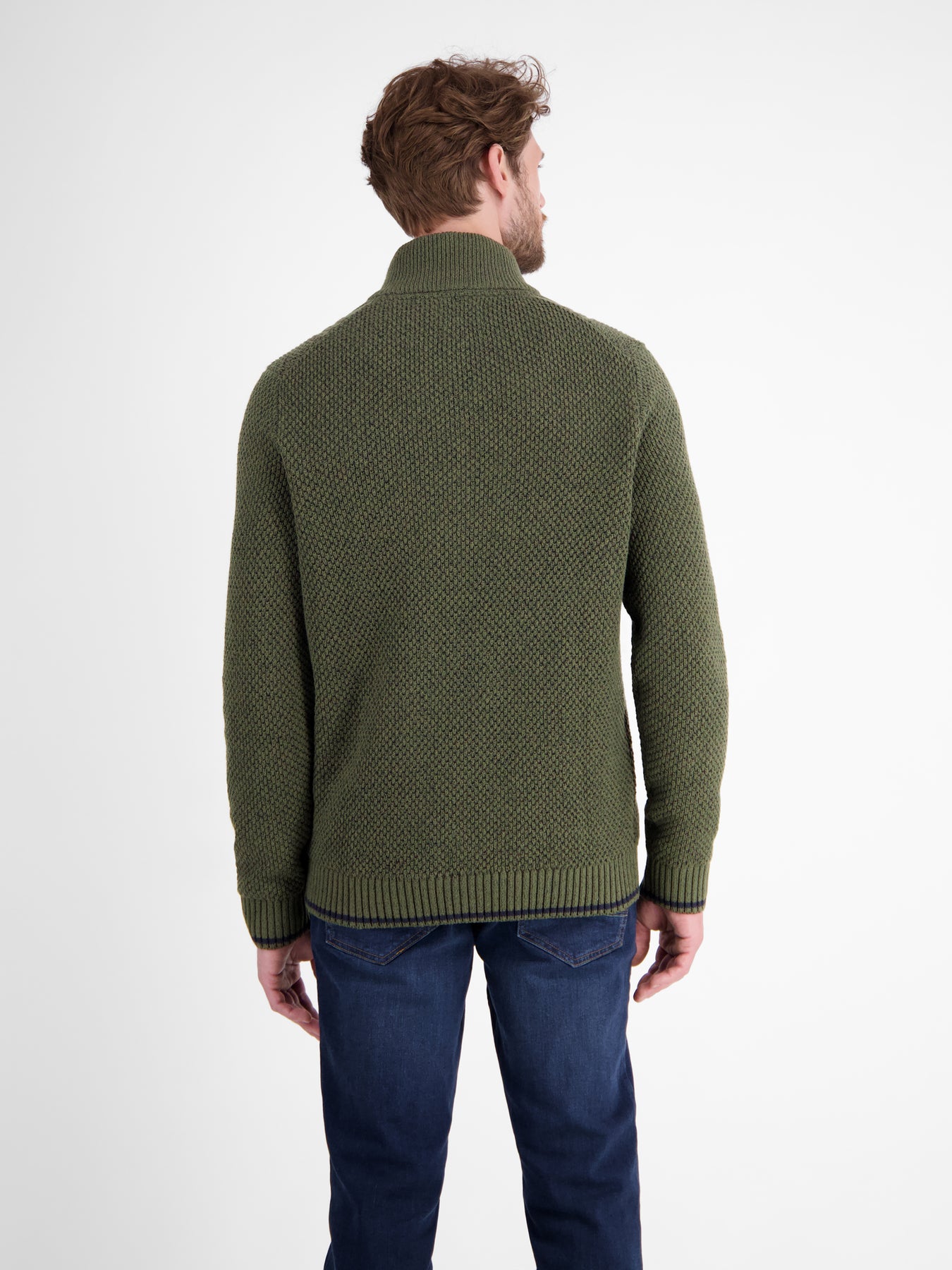 Strickpullover mit Zopfmuster und Troyerkragen