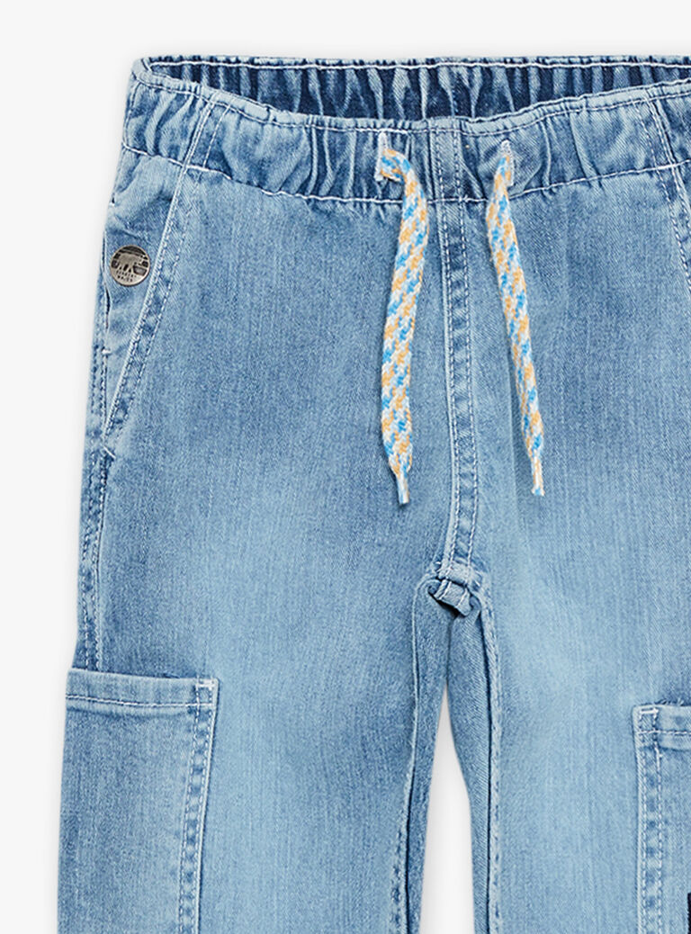 Jean cargo en denim bleu