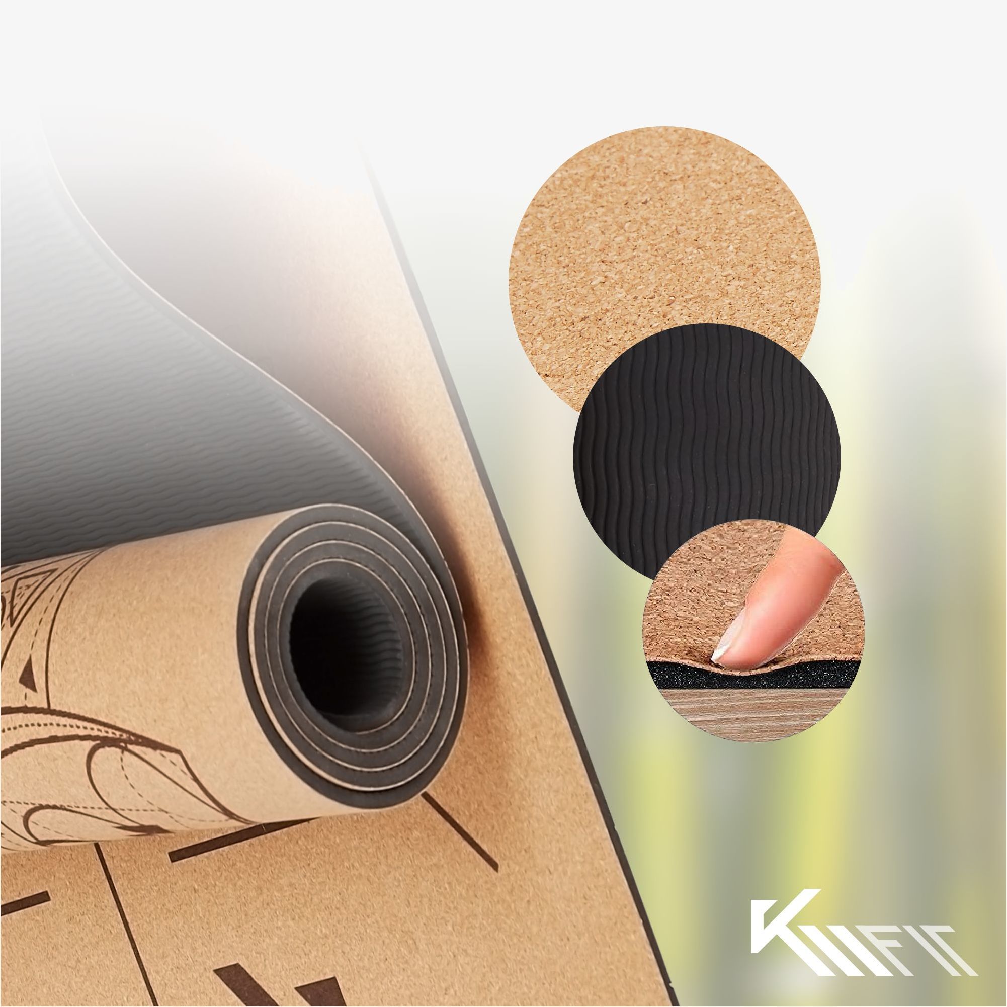 KM-Fit Tpe Yogamatte 183 x 61 cm Schwarz
