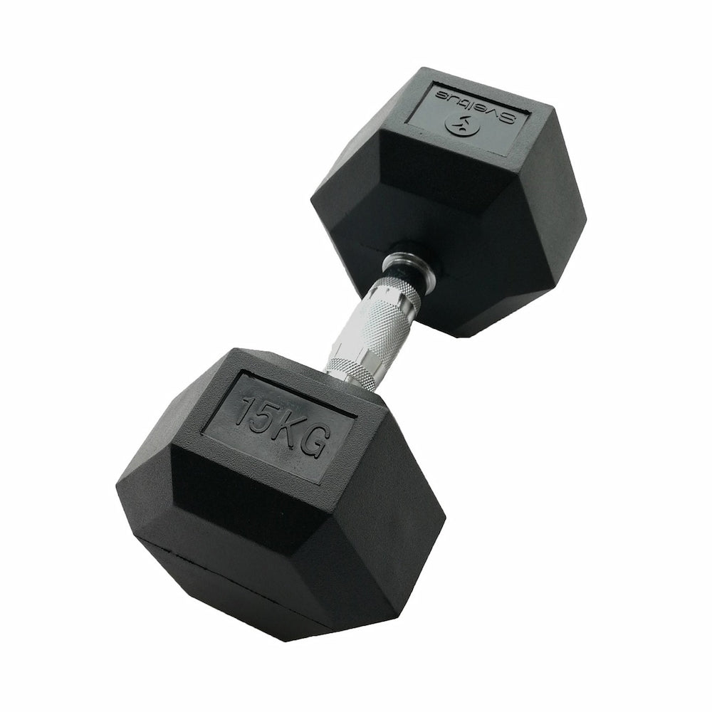 SVELTUS Haltère hexagonal caoutchouc 15Kg