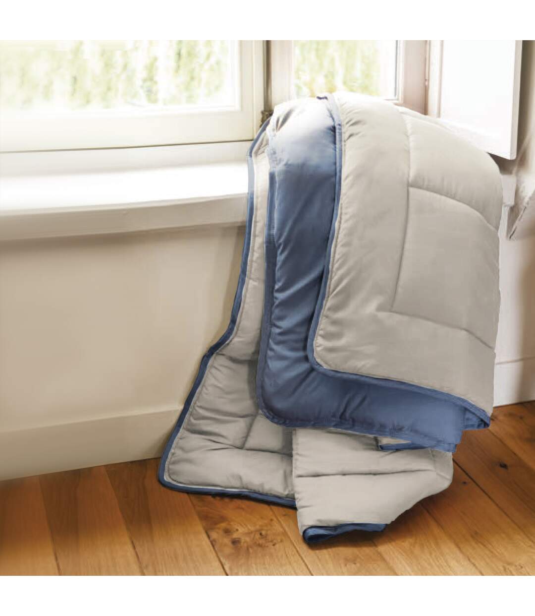 Couette hiver 260x240 cm COCOON BICOLORE Petrole/Mastic garnissage fibre polyester 400g/m2