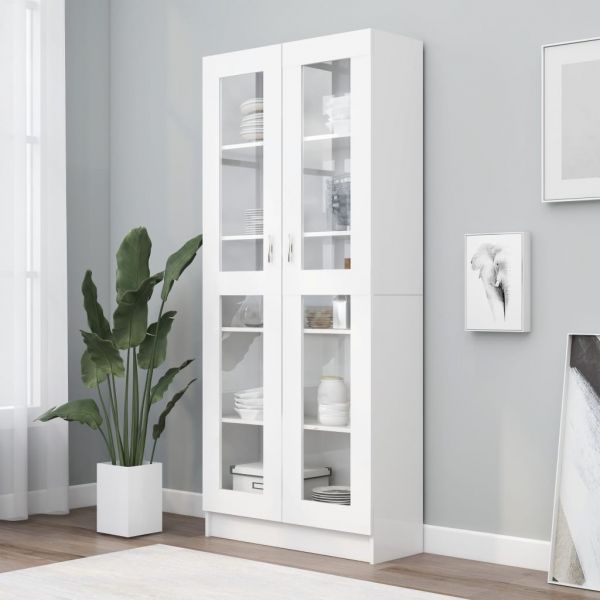 Armário Vitrine 82,5x30,5x185,5cm Contraplacado Branco - 802768