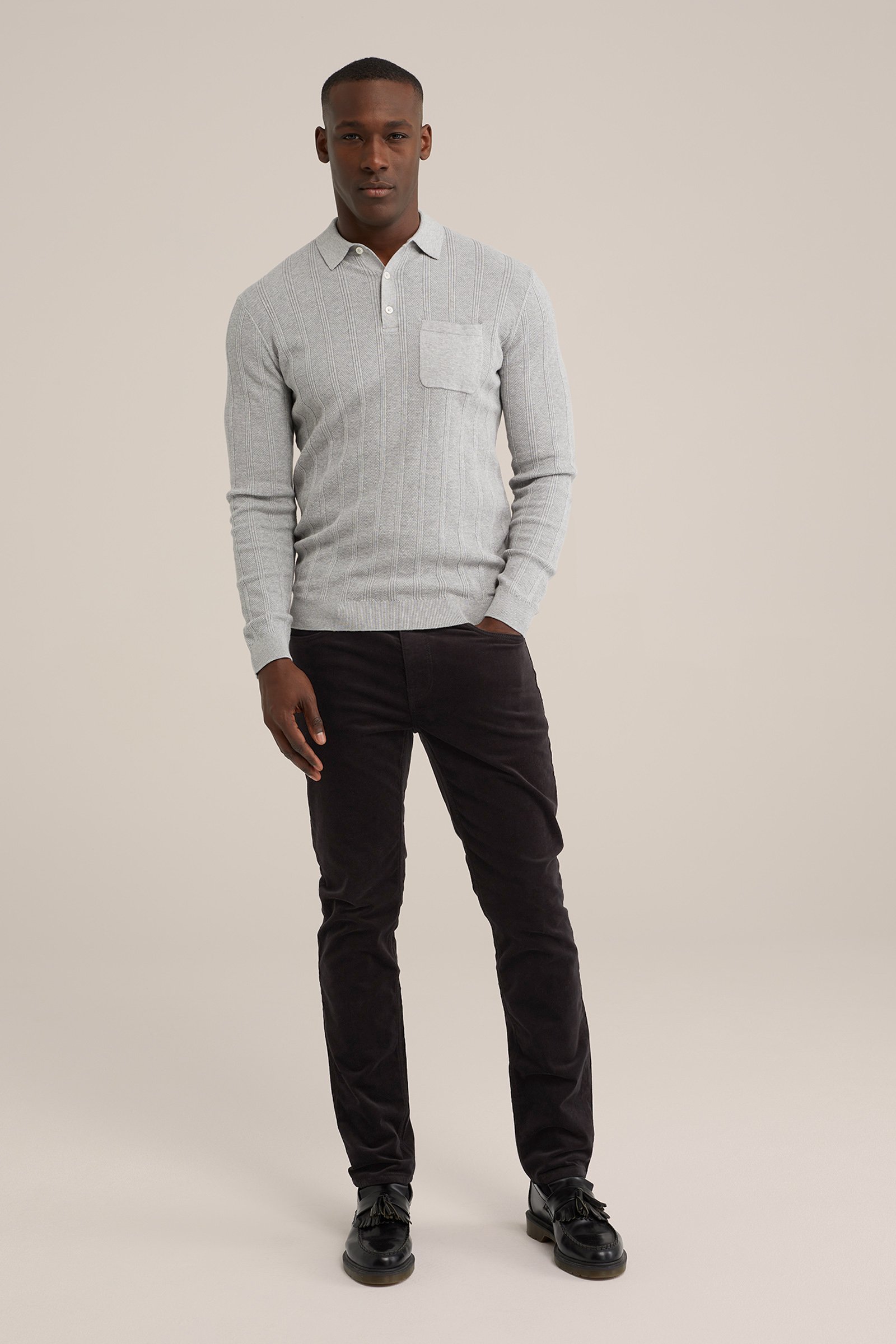 slim fit broek van corduroy Fundamentals Zwart