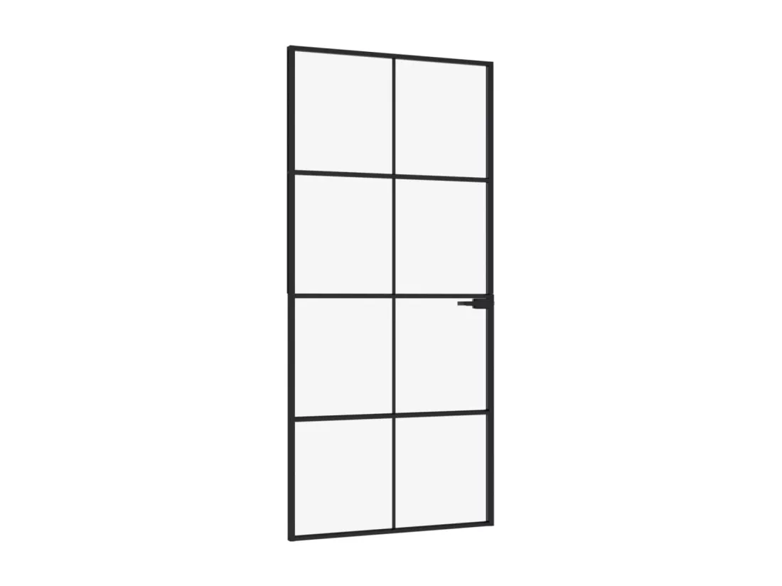 Porte d'intérieur Noir 93x201,5 cm Trempé verre aluminium fin