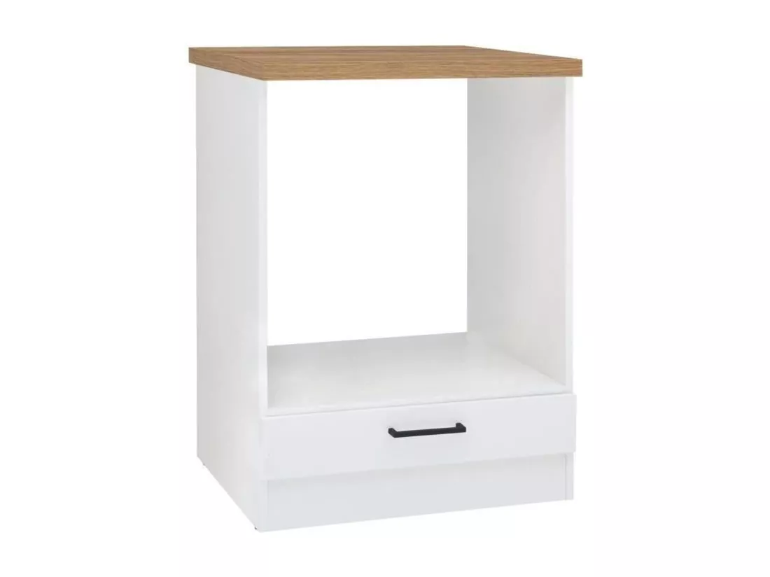 Meuble bas four 60 cm - Plan de travail - Blanc brillant