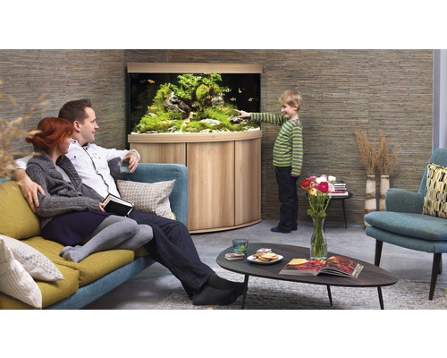 JUWEL Trigon 350 SBX aquariumcombinatie met ledverlichting, filter, verwarming en lichte houten kast