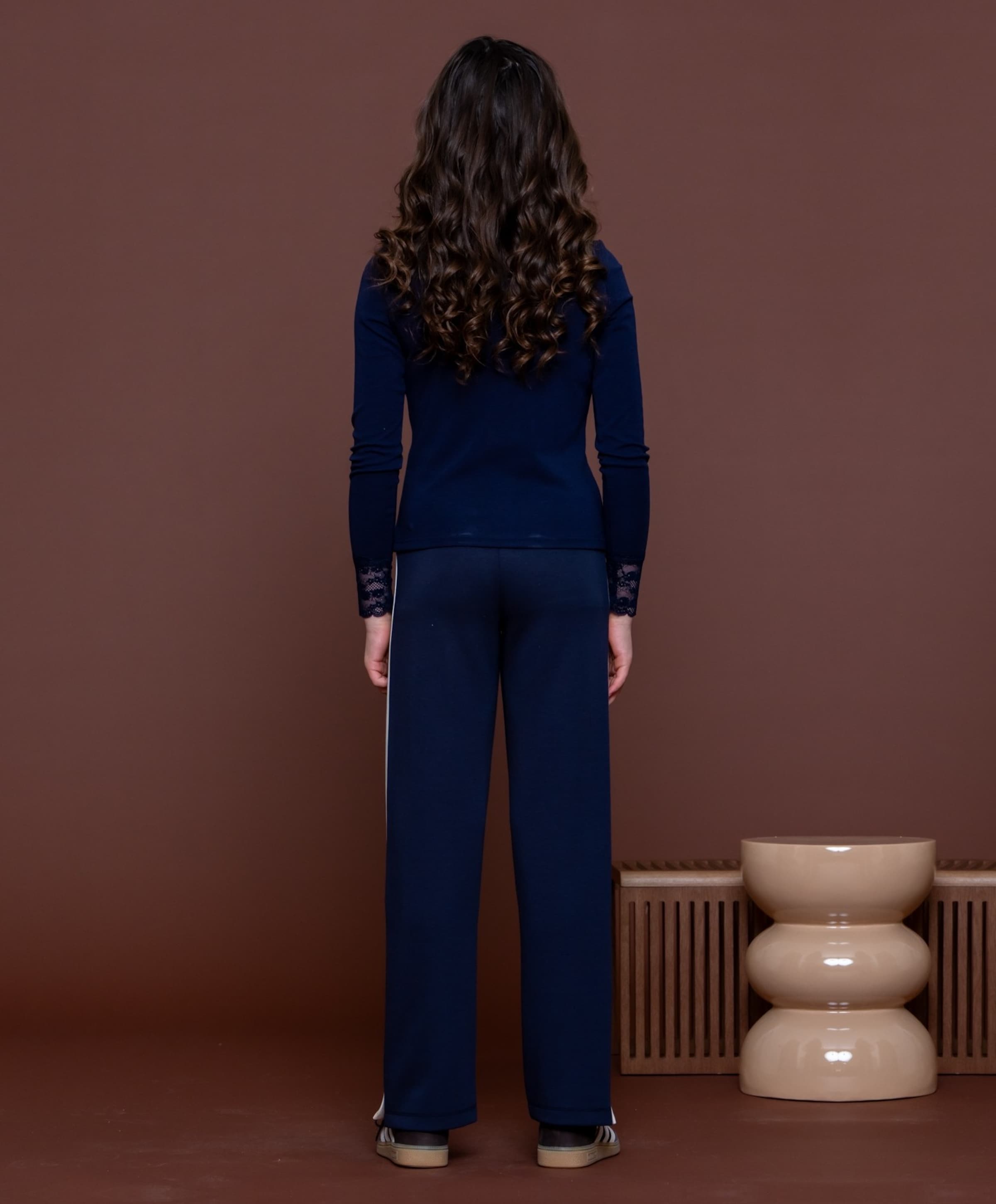 Geisha Trackpants buttons meisjes broek blauw