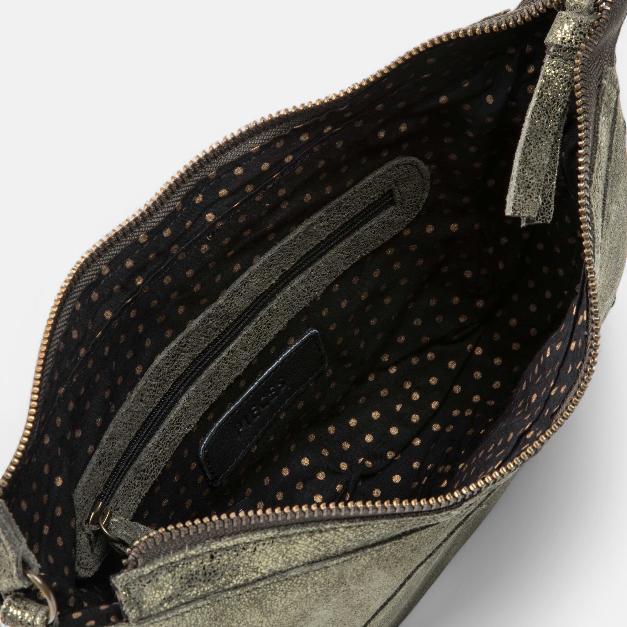 Sac bandoulière en cuir kaki