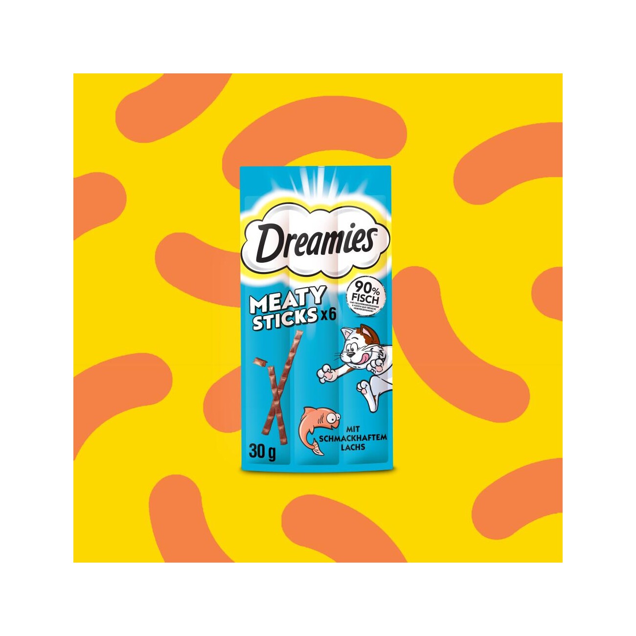 Dreamies Meaty Sticks Snack Adult Lachs 14x30 g
