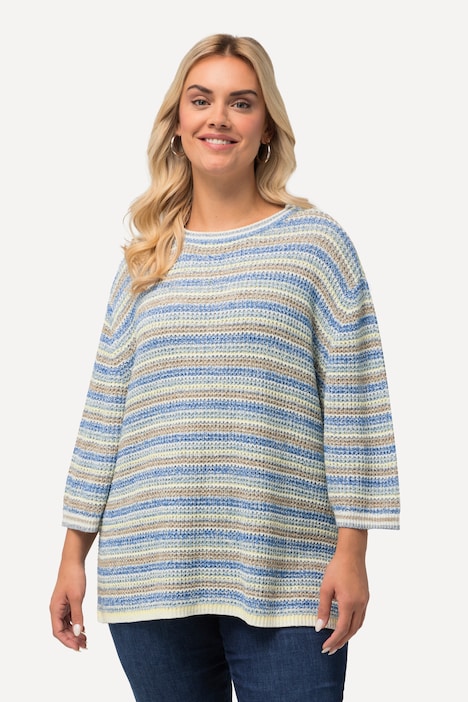 Pullover, Ringel, Oversized, Rundhals, 3/4-Arm