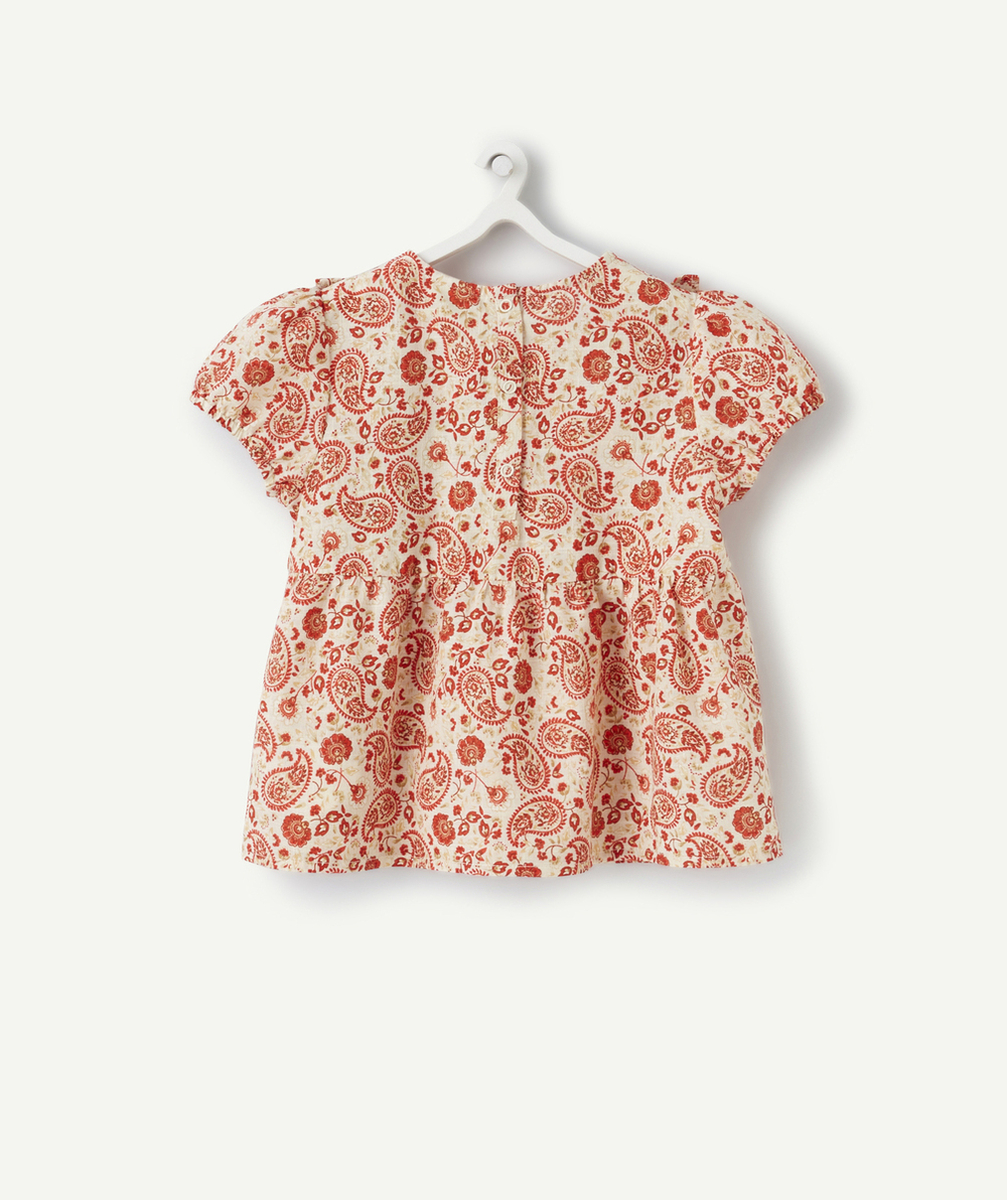 BLOUSE BÉBÉ FILLE EN COTON AVEC IMPRIMÉ CACHEMIRE ROUGE
