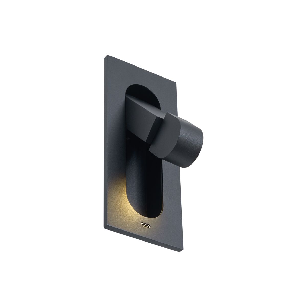 Moderne wandlamp zwart incl. LED en USB-C poort - Hilton