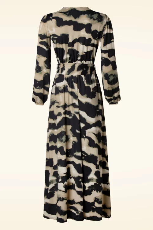 K-Design Isabella Crossover maxi jurk in zwart en beige