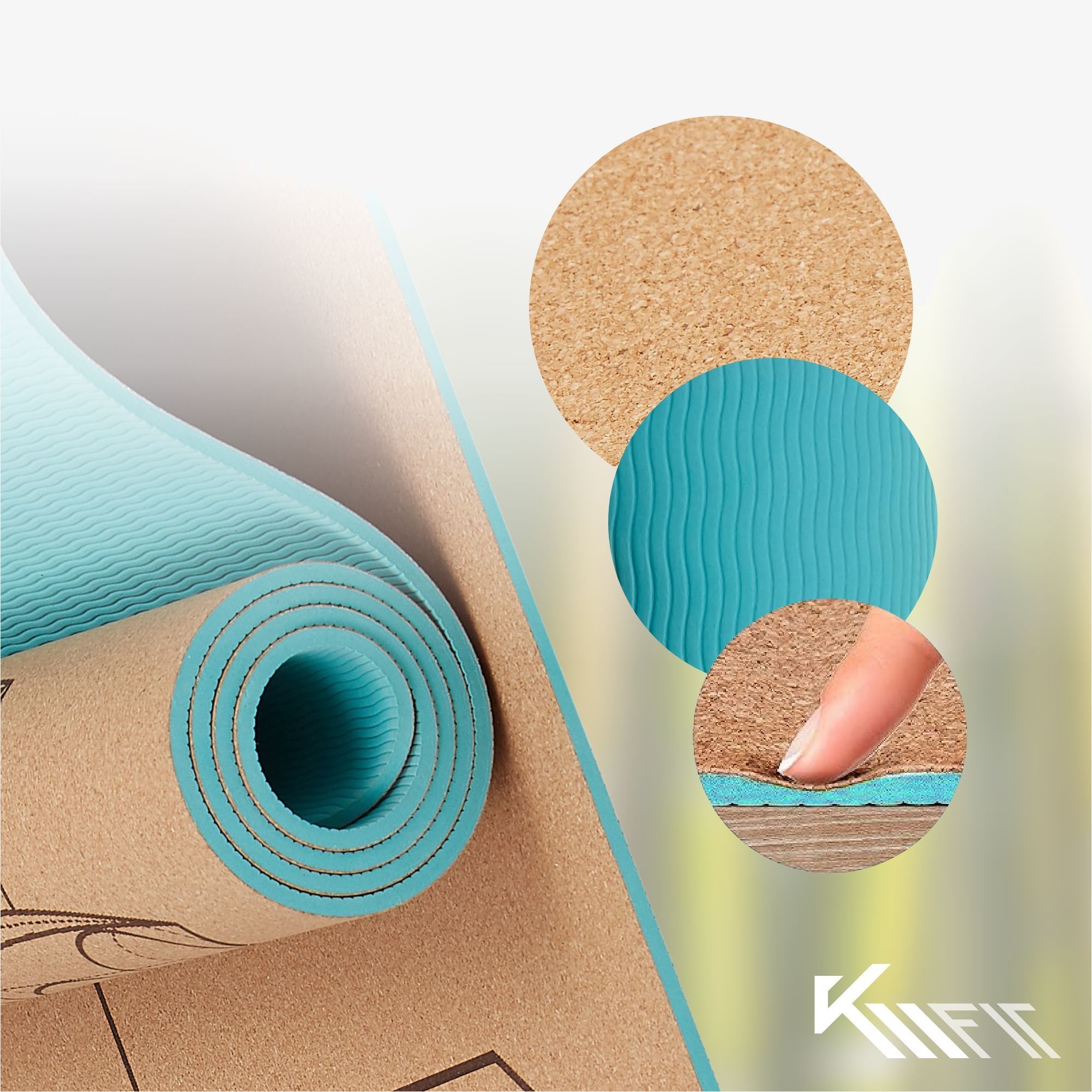 KM-Fit Tpe Yogamatte 183 x 61 cm Minz Grün