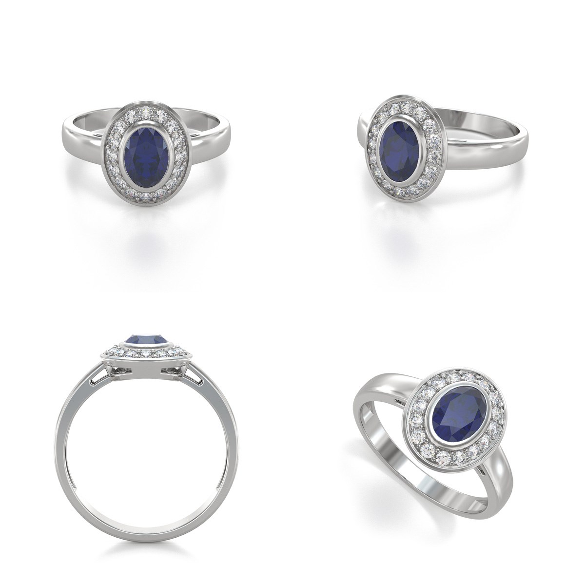 Bague Saphir et diamants sur Argent 925 2.788grs