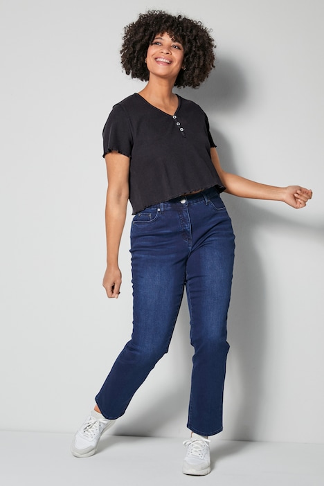 T-Shirt, cropped, V-Ausschnitt, Halbarm