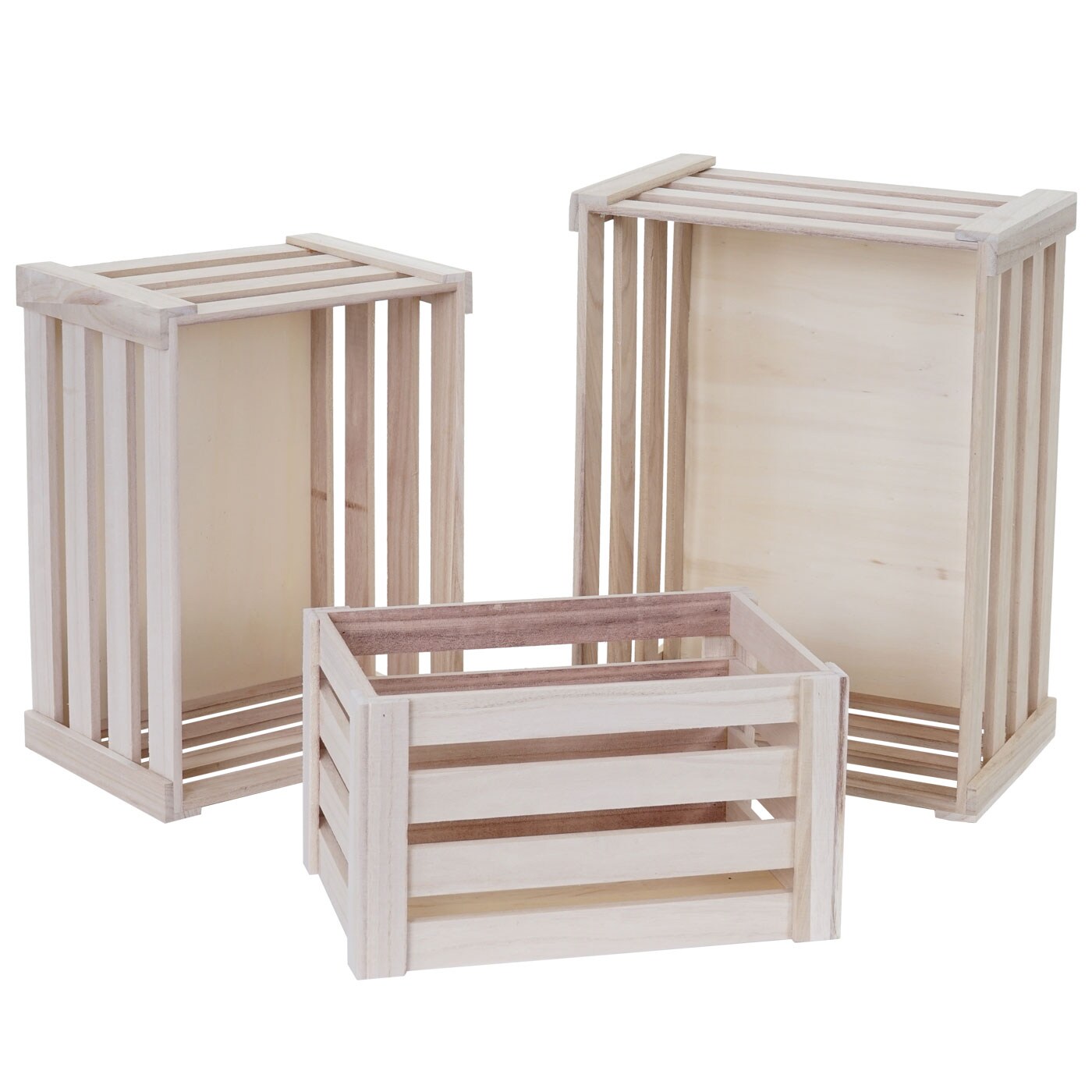 3er Set Holzkiste MCW-C56, Weinkiste Dekokiste Aufbewahrungskiste Obstkiste, Shabby-Look Vintage ~ naturfarben