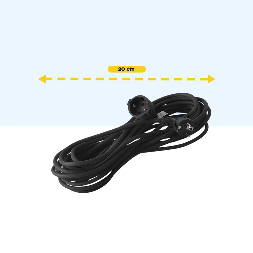 BRASQ 20 meter verlengsnoer met randaarde - Black