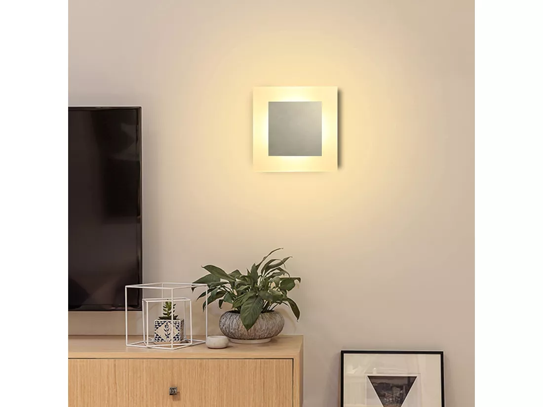 NETTLIFE LED lampe murale d'intérieur éclairage mural moderne 3000K blanc chaud en fer et acrylique Ø16cm 7W lampe de couloir