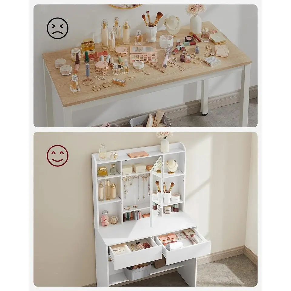 Furnihaus Kaptafel met LED 3 kleuren met instelbare lichtsterkte met spiegel