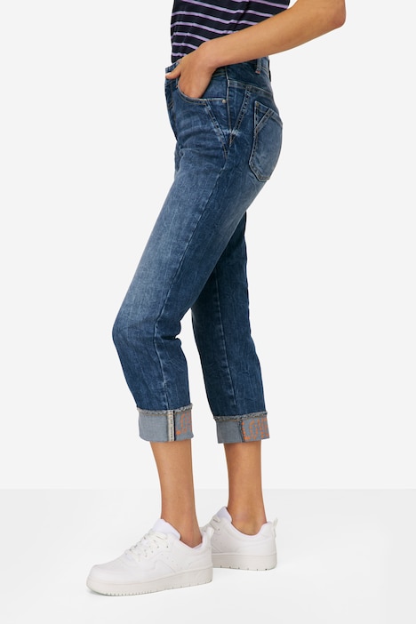 7/8-Slim-Jeans, 5-Pocket, Saum-Umschlag