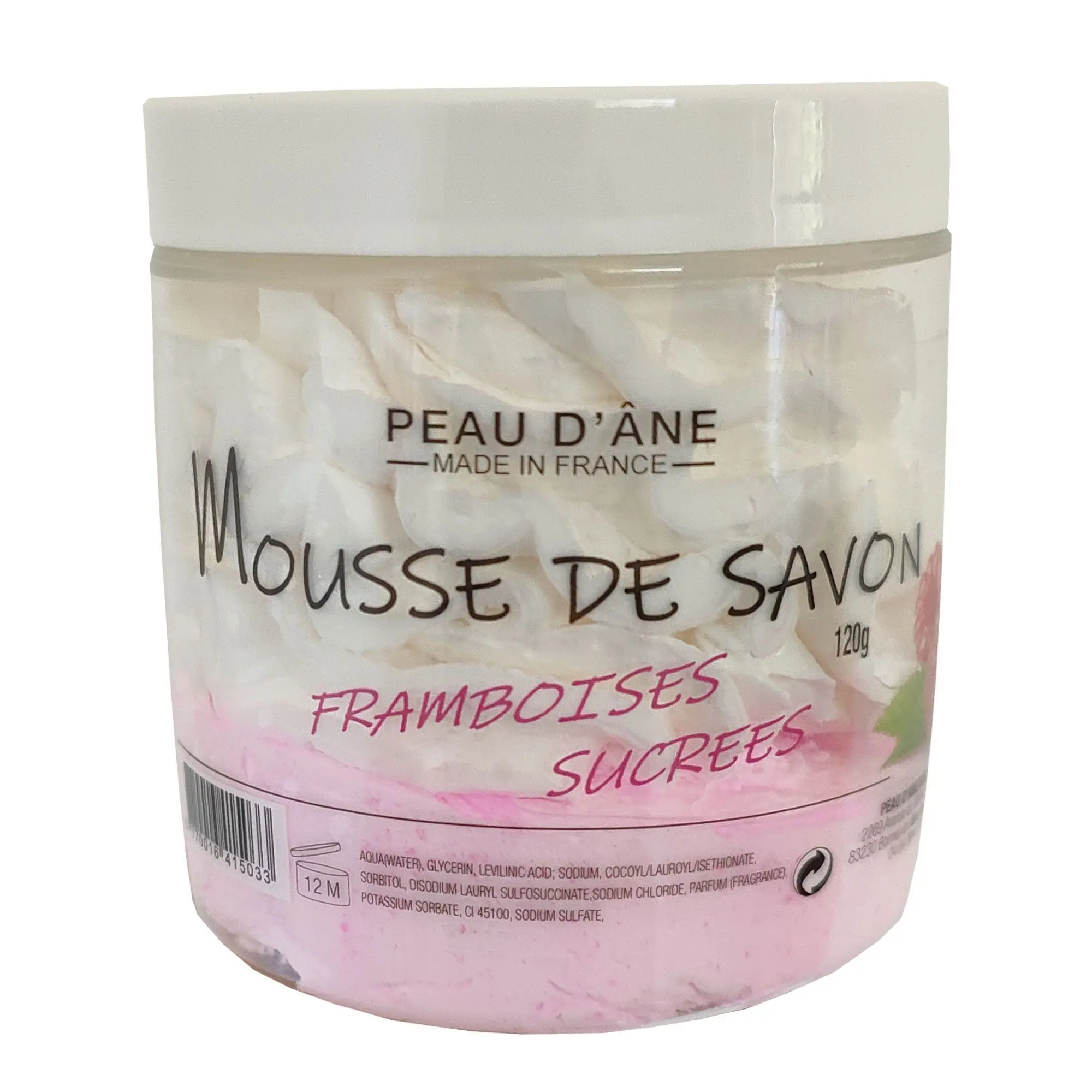 PEAU D'ANE - Mousse de savon framboises sucrées mousse de savon framboise 120 g- Savon