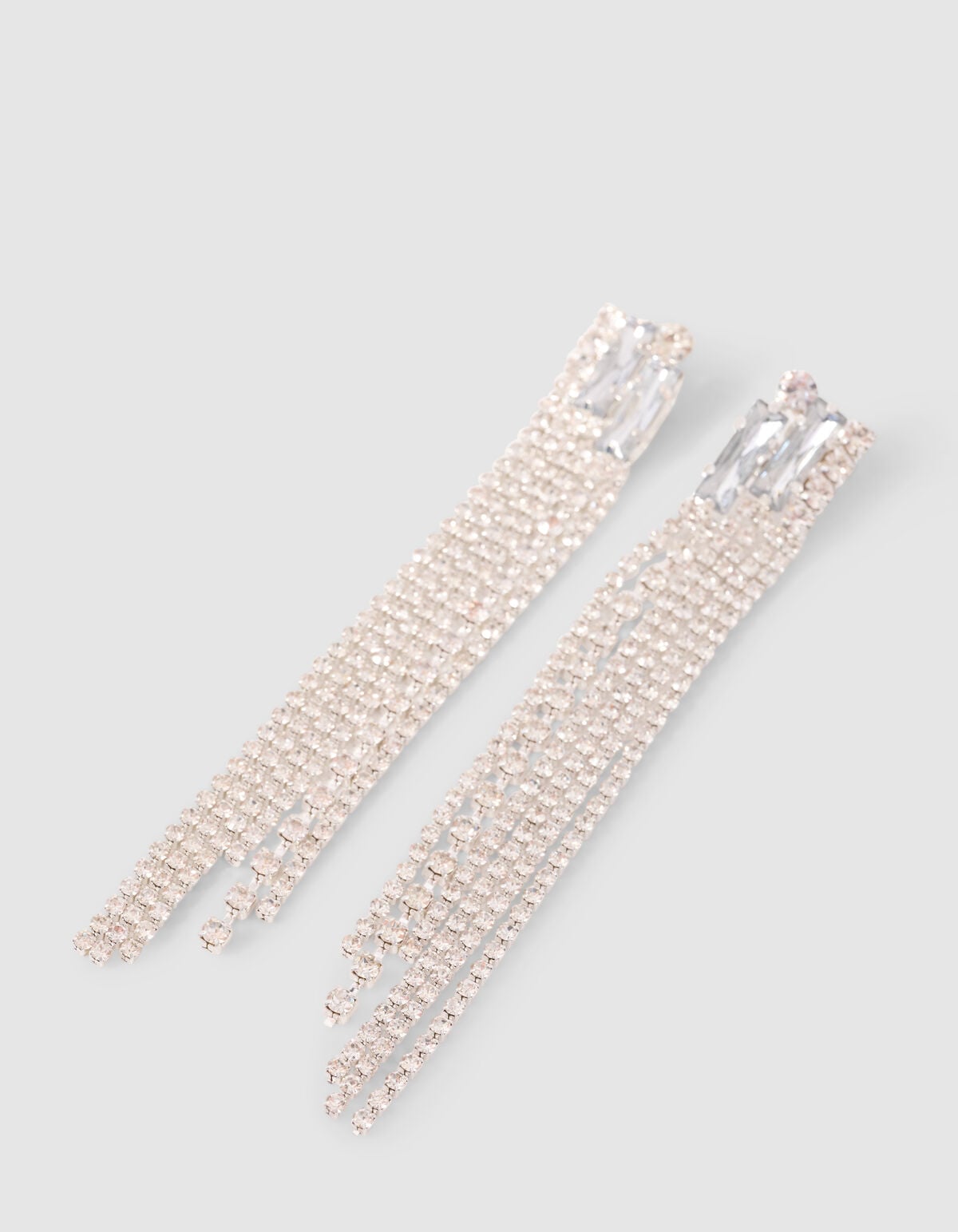 Long Strass Oorbellen Zilver