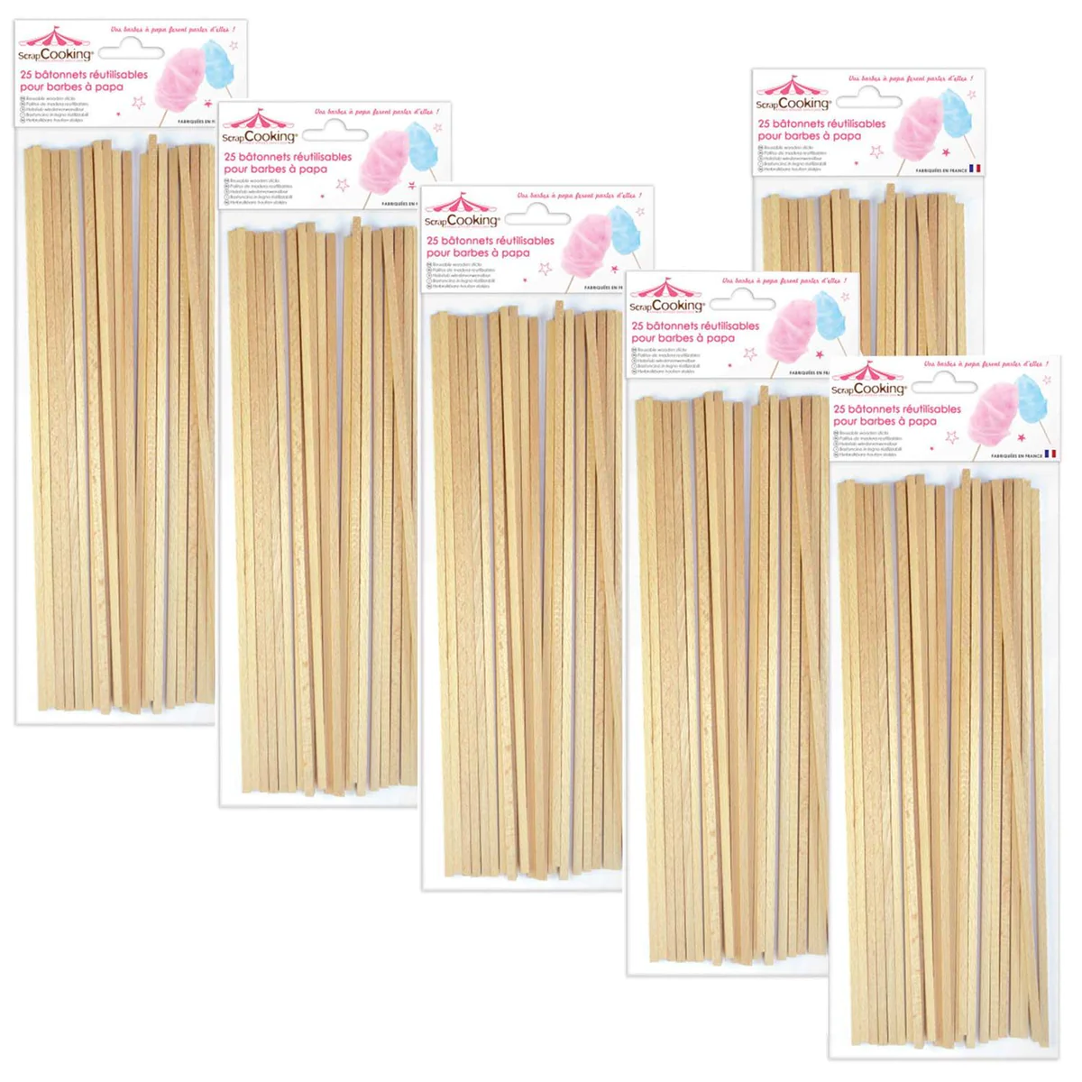 150 bâtonnets pour Barbe à papa Scrapcooking
