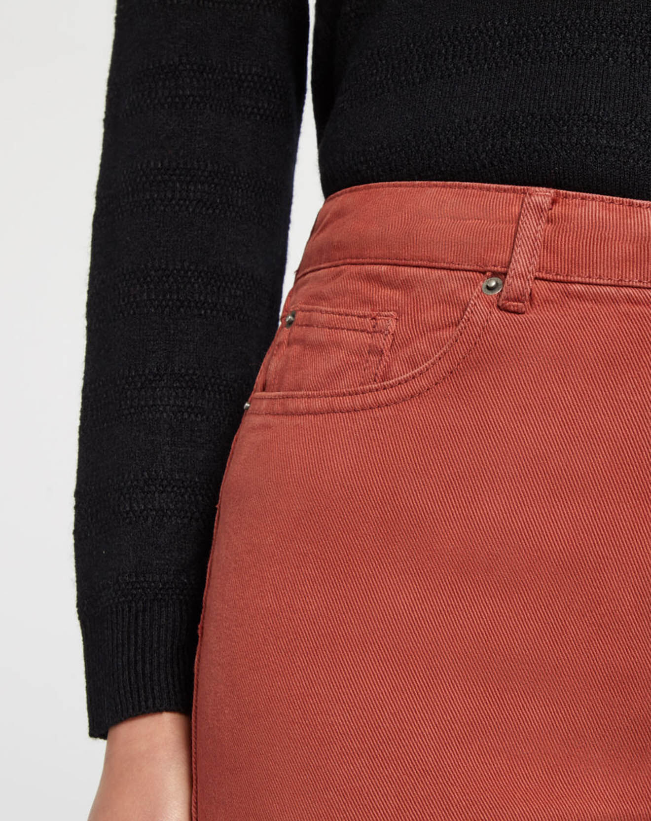 Galeries Lafayette Jean délavé en Toile de coton 7/8 marron