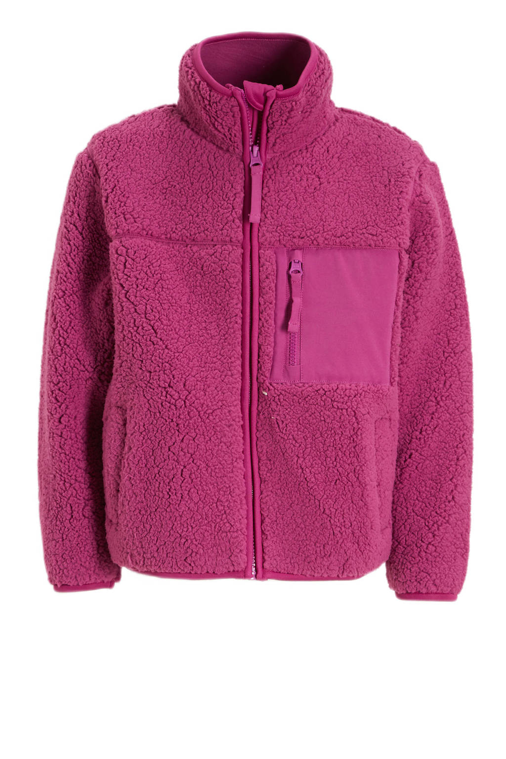 anytime teddy fleece vest magenta