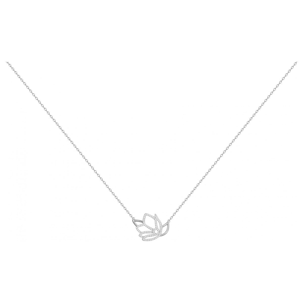 Collier mono-motif en Argent avec oxyde de zirconium blanc