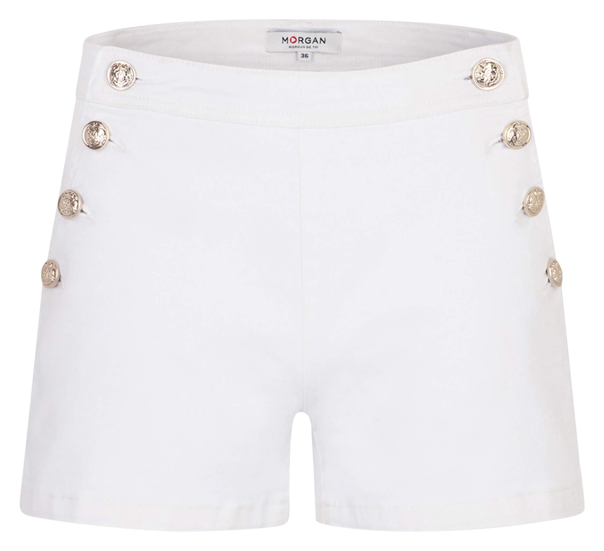 SHIVAL1 - Short ajusté denim en coton mélangé | Blanc