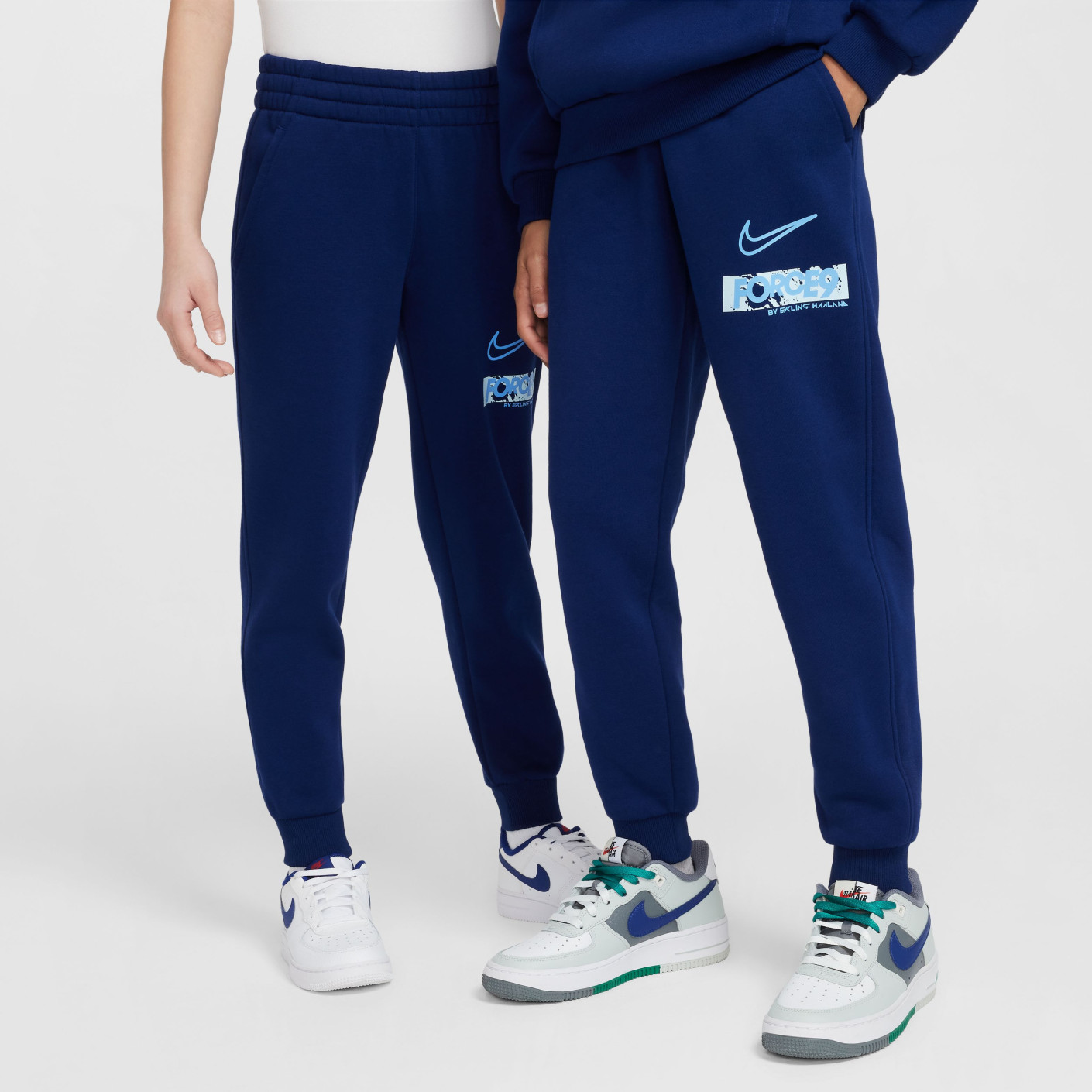 Nike Erling Haaland Club Fleece Joggingpak Kids Donkerblauw Lichtblauw